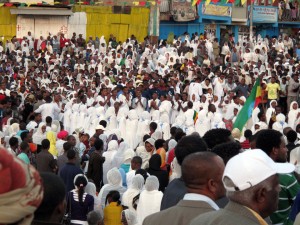 Timkat crowd outside the Green Valley